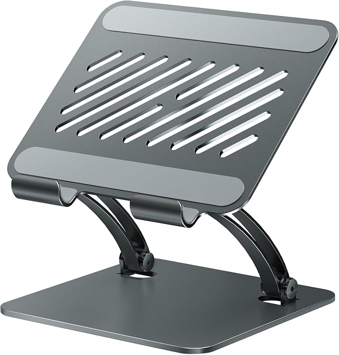 tounee Tablet Holder Stand, Dual Rod Adjustable Aluminum Desktop Stand, Compatible with 4.7-16.9" iPads, Surface Tablets, Portable Monitors, Kindle & More (Gray)