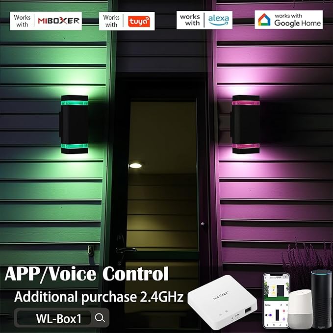 Up and Down Outdoor Wall Lights, Mi.Light Remote Control Warm White 1000lm Color Changing RGB-CCT Outdoor Wall Light IP65,Smart Light Bulb GU10 Exterior Fixture with ETL (3 Pack)