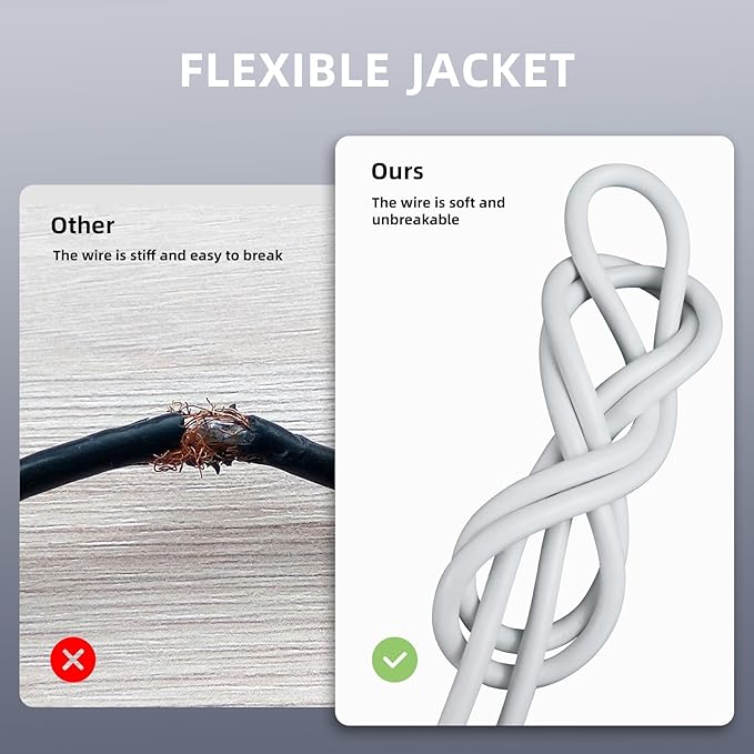 EP 2 Pack 10 Ft Outdoor Extension Cord - 16/3 SJTW White Electrical Cable with 3 Prong Grounded Plug