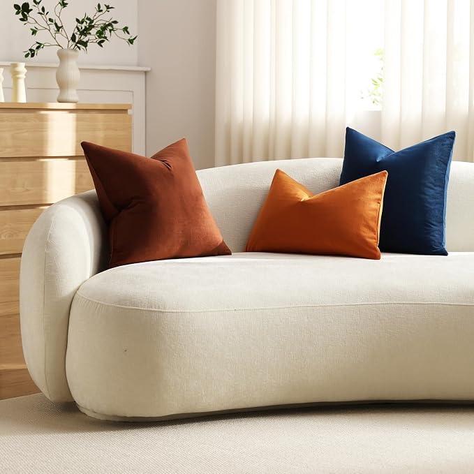 Euro Sham Covers 24x24 Reddish Brown: Pack of 2 Cozy Soft Velvet Square Modern Luxury Decorative Throw Pillow Cases for Sofa Couch Living Room Bed Home Decor