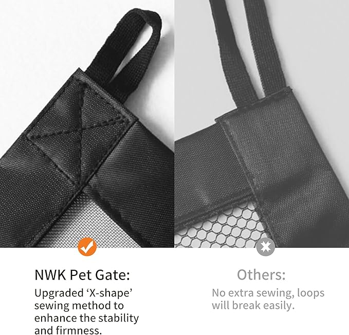 NWK Magic Dog Gate for Stairs Pet Gate for The House Providing a Safe Enclosure for Pets to Play and Rest, 6 Hooks Design (30'' X 70'')