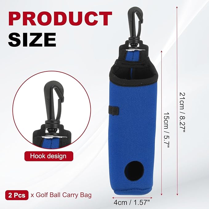 uxcell Golf Ball Carry Bag, Waist-Mounted Storage Bag Neoprene Golf Tee Holder Pouch with Lightweight Hook for Men and Women