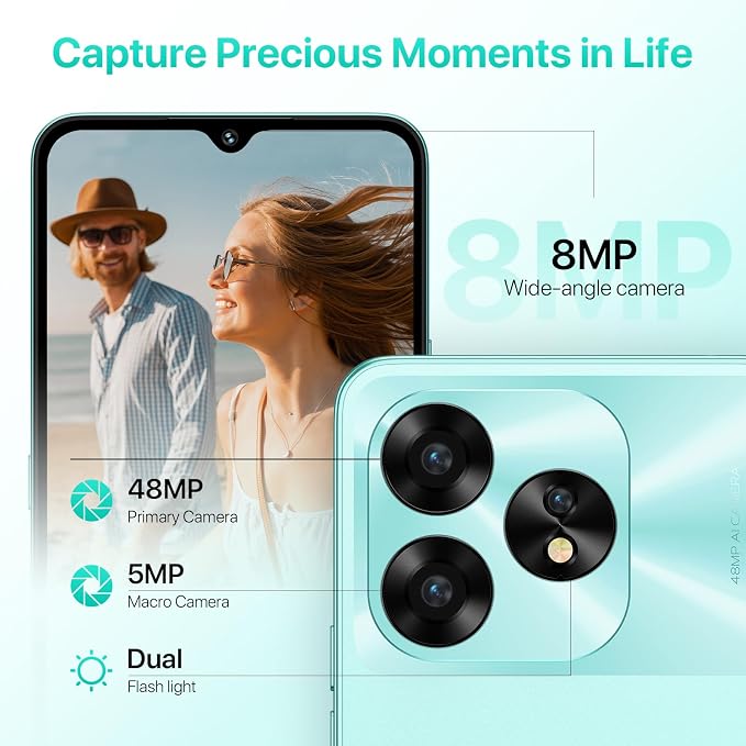 UMIDIGI A15C (8+8GB RAM+128GB ROM) Android 13 NFC Unlocked Cell Phone���48MP Ultra-Clear AI Camera Mobile Phone,5000mAh Battery Smartphone,6.7" HD Full View Display Dual Unlock Phone-Space