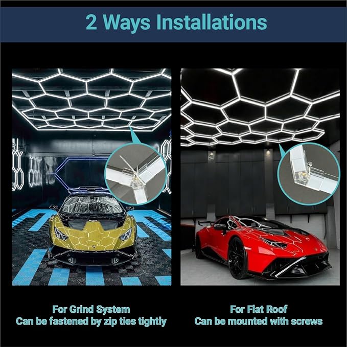 Hexagon LED Light: Honeycomb Garage Lights Super Bright Car Detailing Ceiling LED Shop Light for Warehouse Workshop Gym Basement Car Care Wash Room (1 Hexagon Non dimmable)