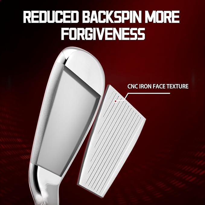 PGM Men's Oversea 9/12 Pieces Complete Golf Club Set with High-Strength Thin Face Design 460cc Driver High Forgiveness Ideal for Beginners