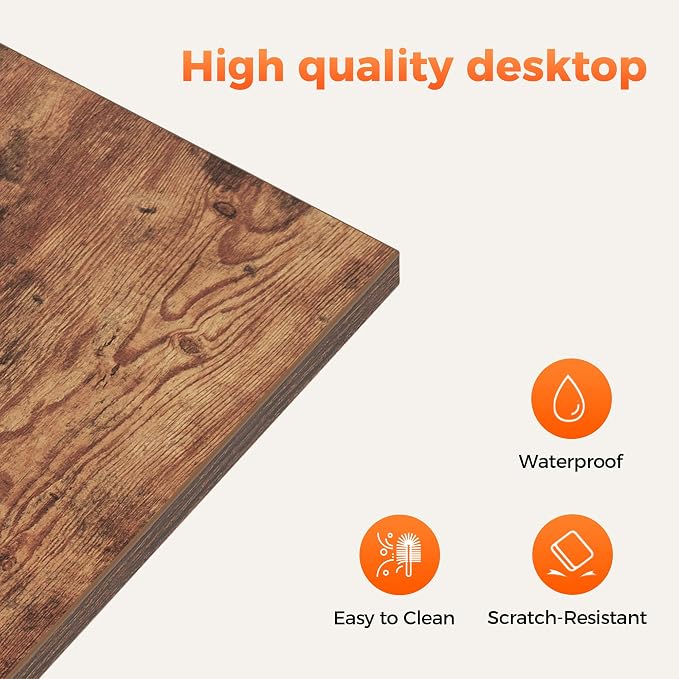 Mericonia 39x20 Inch Computer Desk with Wheels, Small Simple Rolling Desk | Writing Table for Home Office Bedroom Work Study, Brown