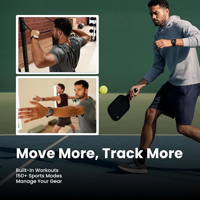 Amazfit Bip Max 50mm Smartwatch, 2.07" AMOLED Display, 20 Days of Battery, GPS, 4GB Storage, Offline Maps, Fitness Tracker, Hybrid Training, 150+ Sports, HYROX Mode, 5 ATM for Android & iPhone, Gray