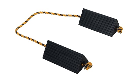 Vestil AC-13 Rubber Wheel Airline Chock with Rope, 10" Width x 4-1/2" Height x 5" Length