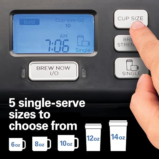 Hamilton Beach FlexBrew Trio 2-Way Drip & Single Serve Coffee Maker | Single Serve Coffee Maker & 12 Cup Coffee Maker | Compatible With K-Cups, Pods or Grounds | Fast Brewing | Black | 49902JN