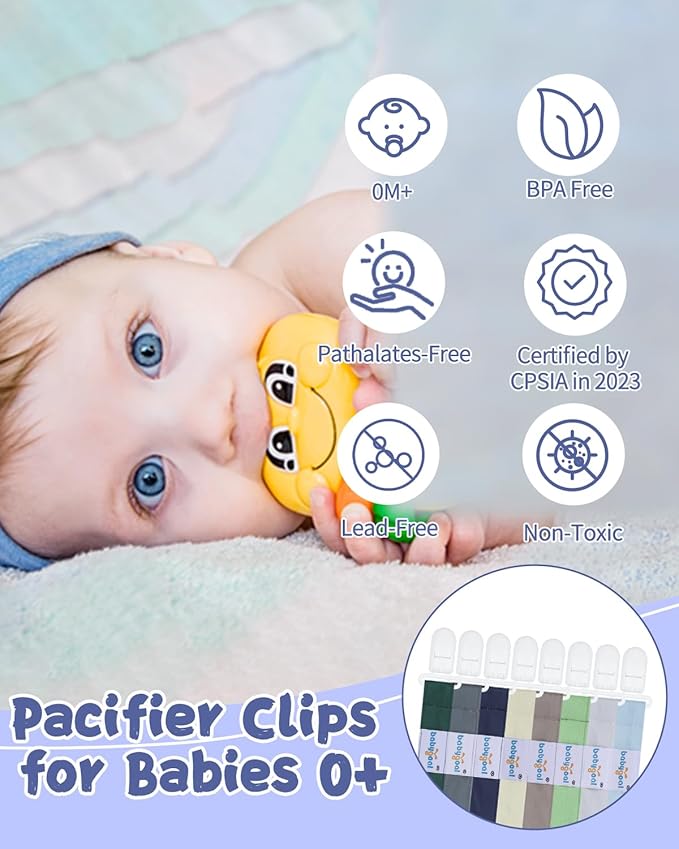 babygoal Baby Pacifier Clips 8 Pack, Pacifier Holder Clips Fits for Most Pacifier and Binkies-Neutral Color 8PS41