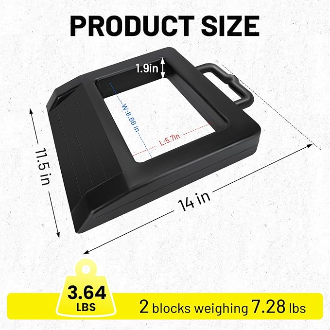 ROBLOCK 2 Pack Rubber Pallet Jack Chock Heavy Duty Wheel Chock, Pallet Jack Stopper for Truck 14.2" Length x 11.2" Width x 2" Height (Black)