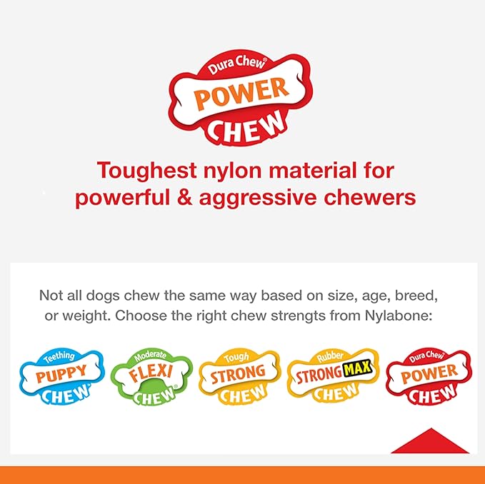 Nylabone Textured Knuckle Bone Power Chew Toy for Dogs, Durable & Tough Dog Toys for Aggressive Chewers, Original & Bacon Flavor, X-Large - 50+ lbs, 2 Pack