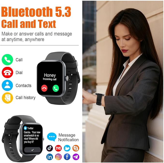 Smart Watch for Men Women (Answer/Make Call), 1.83" HD Touchscreen Fitness Tracker, 110+ Sport Modes, Fitness Watch with Heart Rate/Sleep Monitor/Step, IP68 Waterproof Smartwatch for Android,Purple