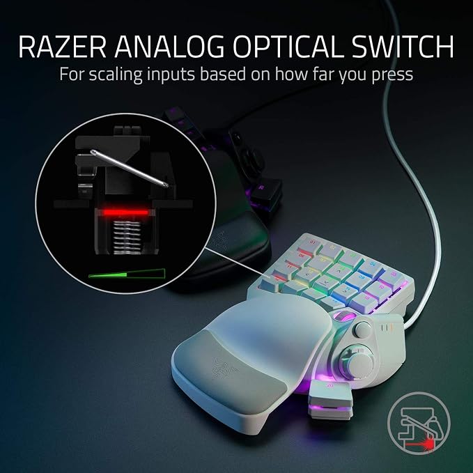 Razer Tartarus Pro Gaming Keypad: Analog-Optical Key Switches - Rapid Trigger - Adjustable Actuation - 32 Programmable Keys - Customizable Macros - Chroma RGB Lighting - Mercury White | Rapid Trigger, Adjustable Actuation, 32 Programmable Keys, Customi...