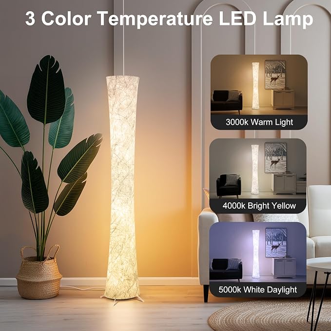 WORLD WIN Floor Lamp, 61'' Smart RGB LED Corner Lamp with Music Sync and 16 Million DIY Colors, 3 Color Temperature, APP & Remote Control, Color Changing Standing Floor Lamp for Bedroom Living Room