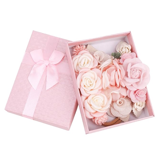 cherrboll 3pcs Baby Girl Headbands Flowers, Super Soft & Stretchy Nylon Floral Hairbands for Newborn Toddler