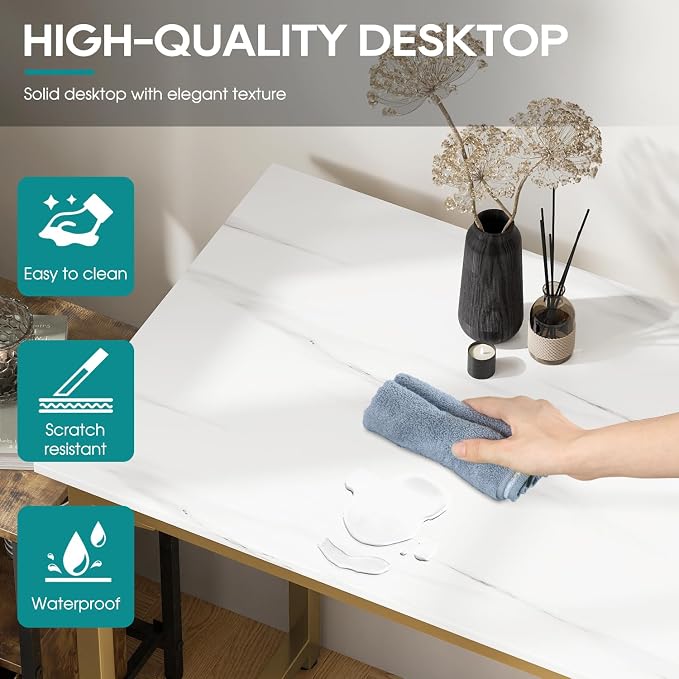 BestOffice Computer Desk,Home Office Desk, Modern Simple Style for Home Office Study Writing (Gold, 39 Inch)