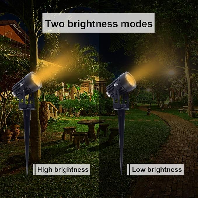 APONUO Metal Solar Spot Lights Outdoor with 9.8ft Cable Solar Powered Landscape Lighting Low Voltage IP65 Waterproof Auto On/Off for Outside Garden Yard Landscape Pathway Garage-Warm White(1-in-1)