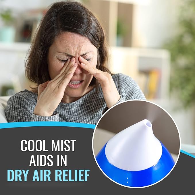 Habitat Cool Mist Ultrasonic Humidifier with Large 2.5L Tank, Whisper Quiet Humidifier with LED Light for Bedroom, 24 Hours of Continuous Mist, Blue (Pack of 12)