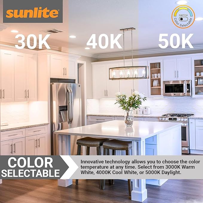 Sunlite LED Under Cabinet Lighting Plug in 12 Inch Linkable Under Counter Lights for Kitchen 16 Watts, 120 Volts, 1600 Lumens, Adjustable 3 CCT 3000K-5000K, 50,000 Hour Lifespan, ETL Listed LED Light