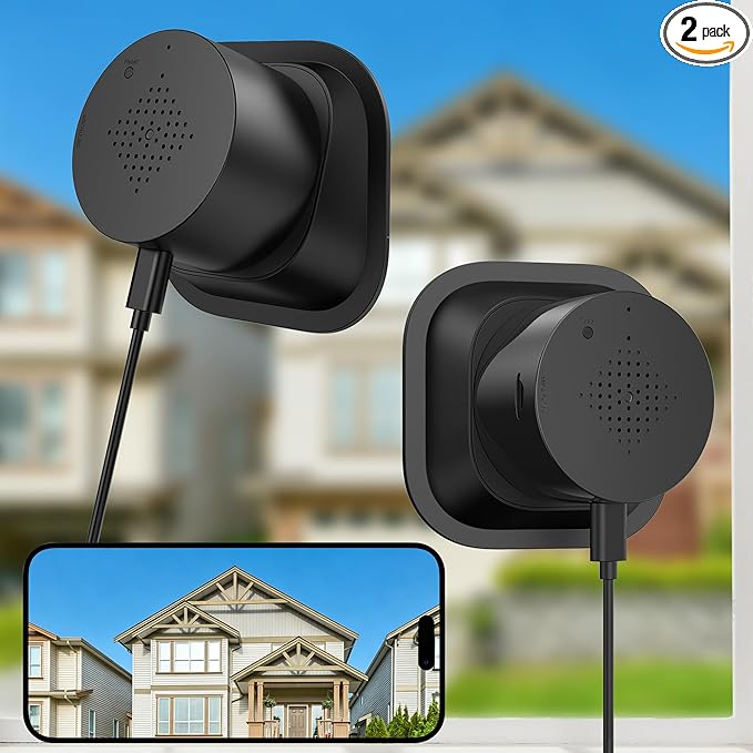 Septekon 2 Pack 2K Window Security Camera with No-Drill 18�� Tilt Angle Mount, Dual-Band 2.4GHz & 5GHz WiFi, Indoor Camera for Outdoor Monitoring, Color Night Vision, AI Human Detection, Black