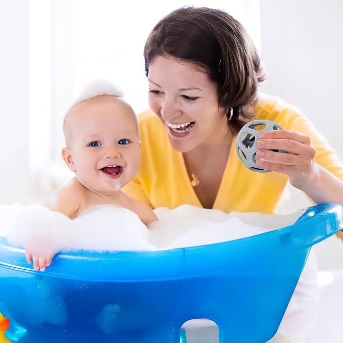 MCGMITT Baby Rattle Teething Toy, Easy Grasp Silicone Infant Ball, BPA Free Non-Toxic Soft Baby Sensory Ball Bath Toy, Motor Skills Toy, Montessori Early Educational Toy, Gift for Age Newborn and Up