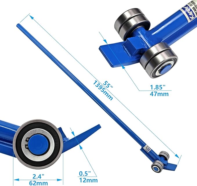 Pry Lever Bar 3T/6600LBS Load Capacity, 4.5FT Length Steel Handle Prylever Bar with Wheels for Heavy Duty Equipment Handling,Great Hand Tool with Four Industrial Bearings