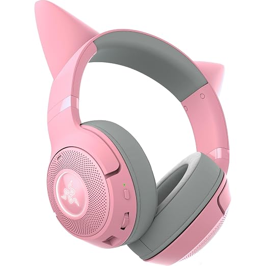 Razer Kraken Kitty V2 BT Wireless RGB Headset, Pink | Chroma RGB Kitty Ears & Earcups, Bluetooth 5.2, 40 mm Drivers, Noise-cancelling Mics, Lightweight, USB-C, 40 Hr Battery