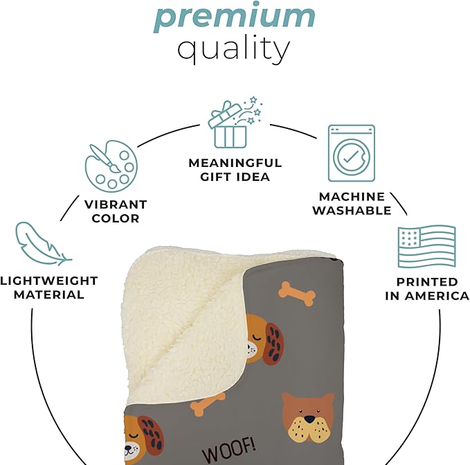 Prints Next Day – Custom 50" x 60" Fleece Pet Lightweight Blanket with Name - Gift for Dog or Cat Owners - Personalized Couch Throw - Puppy Patterned - Printed in America