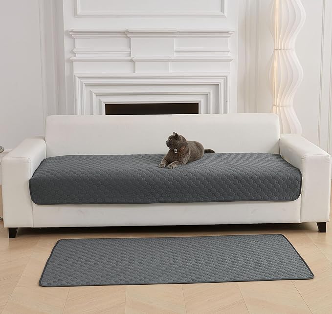 Waterproof Dog Couch Cover Protector Absorbent Quick Dry Non Slip Sofa Cover for Dogs Washable Pet Bed Couch Cover (Grey,28"x39")
