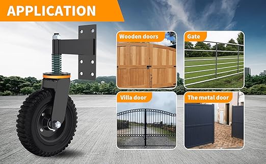 Gate Wheel, 8??Heavy Duty Fence Gate Wheel, Made of Fine Iron Solid Rubber, Maximum Weight Capacity 750 Lbs, Corrosion and Rust Resistant, for Wood Gates and Metal Pipe Gates. (Yellow Upgrade)