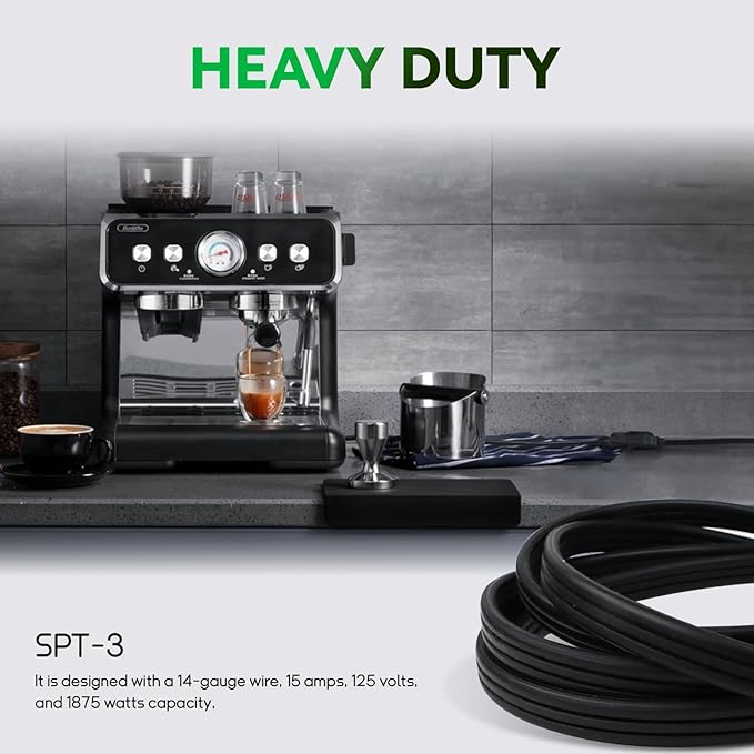 EP 15 Ft Heavy Duty Appliance Extension Cord - 14 Gauge 3 Prong Grounded Cable Wire, Ideal for Air Conditioners, Refrigerators, Microwaves, Washing Machines & More - Indoor Use, Black