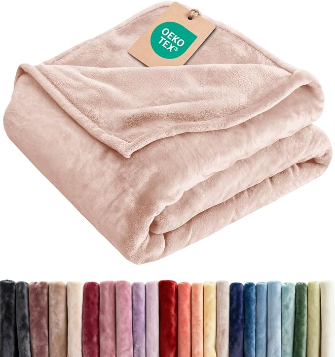 Fleece Blanket King Size - Ultra-Soft Flannel Fleece Blanket - Rosewater | Soft, Warm, Outdoor Picnic Blanket for Camping, Travel, Lightweight, Cozy, Anti-Static, Home Decor Gifts for Men & Women