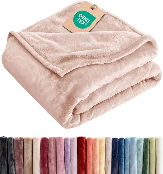 Fleece Blanket Full Size - Ultra-Soft Flannel Fleece Blanket - Rosewater | Soft, Warm, Outdoor Picnic Blanket for Camping, Travel, Lightweight, Cozy, Anti-Static, Home Decor Gifts for Men & Women