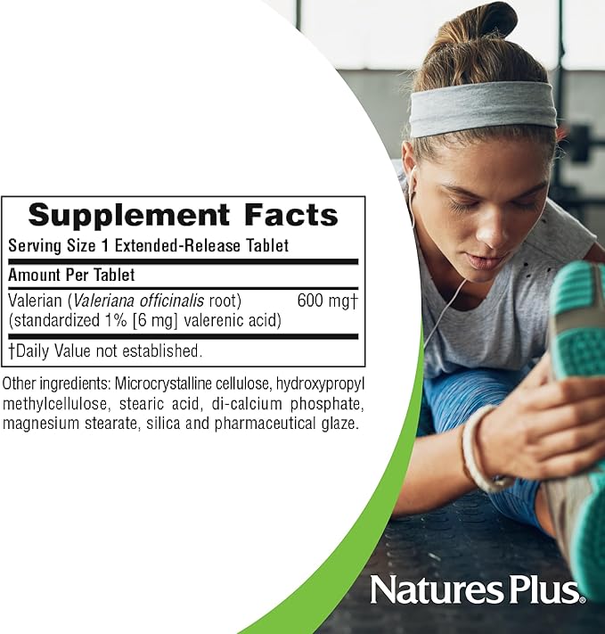NaturesPlus Herbal Actives Valerian 600mg Extended Release - 30 Tablets - Vegetarian, Gluten Free - 30 Servings