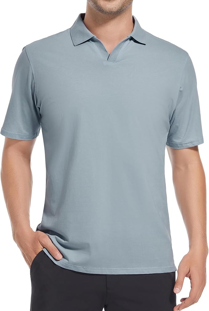 Esabel.C Jacquard Golf Shirts for Men Moisture Wicking Short Sleeve Performance Dry Fit Active Mens Polo Shirts