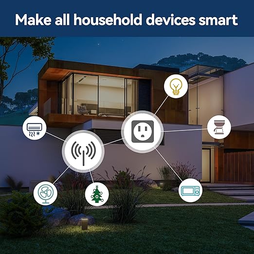 4 Pack Smart Plugs, WiFi Outlets Work with Alexa&Google Assistant,15A/1800W Max, Smart Sockets with Remote Control, Timer Plug with Group Control, No Hub Required, ETL & FCC Certified, 2.4ghz only