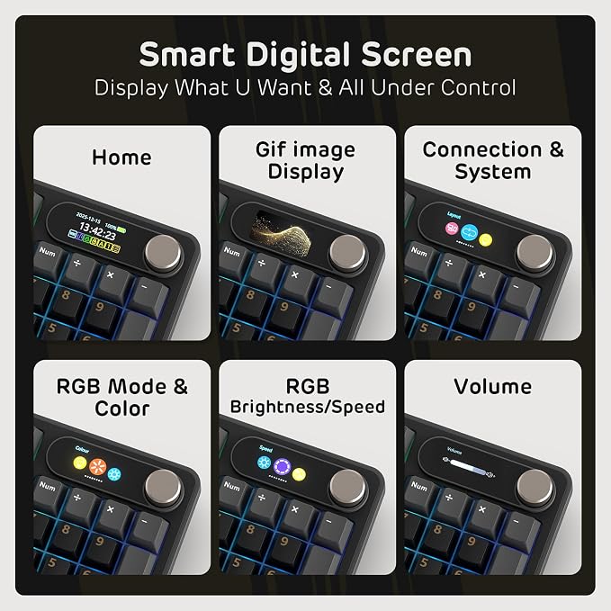 RK ROYAL KLUDGE S98 Wireless Mechanical Keyboard w/Smart Display & Knob | 96% RGB Wireless Gaming Keyboard BT/2.4G/USB-C, Hot Swappable Custom Keyboards, Creamy Sound Silent Computer Keyboard