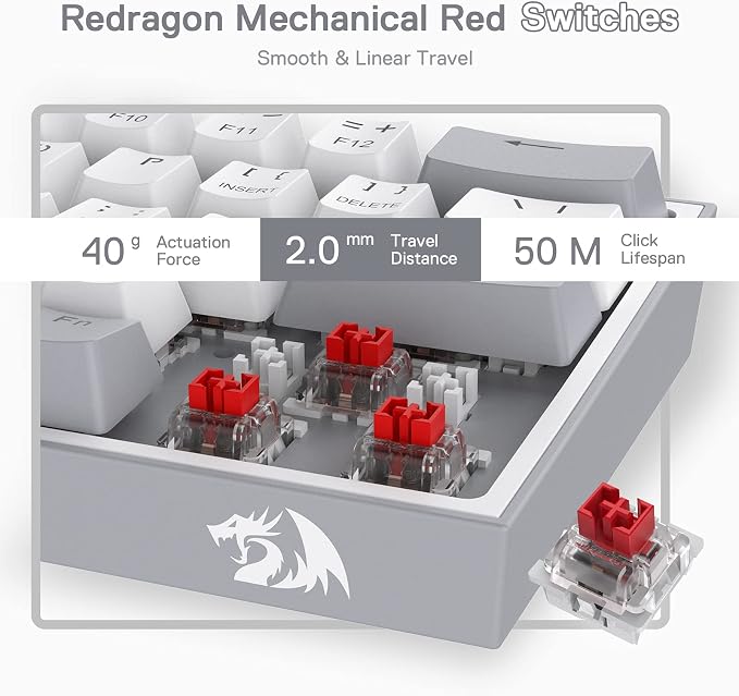 Redragon K617 Wired 60% Compact Hot-Swap RGB Gaming Mechanical Keyboard | 61 Keys Design for More Room to Aim, Swap-Ready Socket for Mod, Vibrant 20-Mode Lighting Hype Vibing, Pro Software Supported