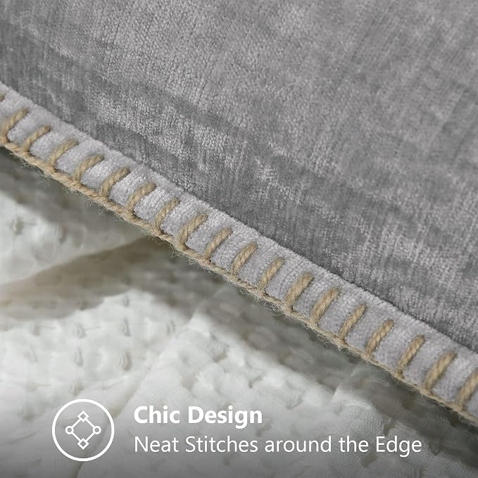 decorUhome Soft Chenille Throw Pillow Covers 20x20 Set of 2 Neutral Gray | Fall Textured Decorative Throw Pillow Cases Stitched Edge Modern Farmhouse Luxury Boho Velvet for Couch Sofa Bed Home Decor
