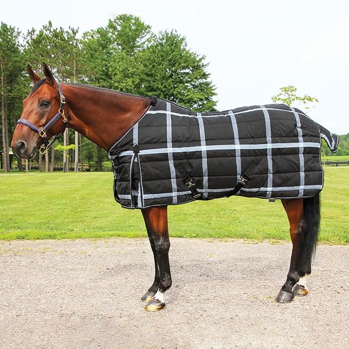 Country Pride Highland 1200D Lightweight Stable Blanket (80, BlackPlaid)