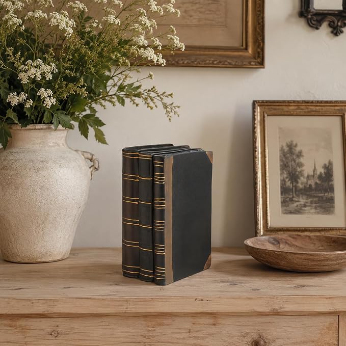 Decorative Books Coffee Table Books Decor - Resin Retro Classical Fake Decorative Books Set of 3 for Living Room, Office, Mantle Shelves Decor 4.2 * 2.7 * 6.2 Inch Guichifun