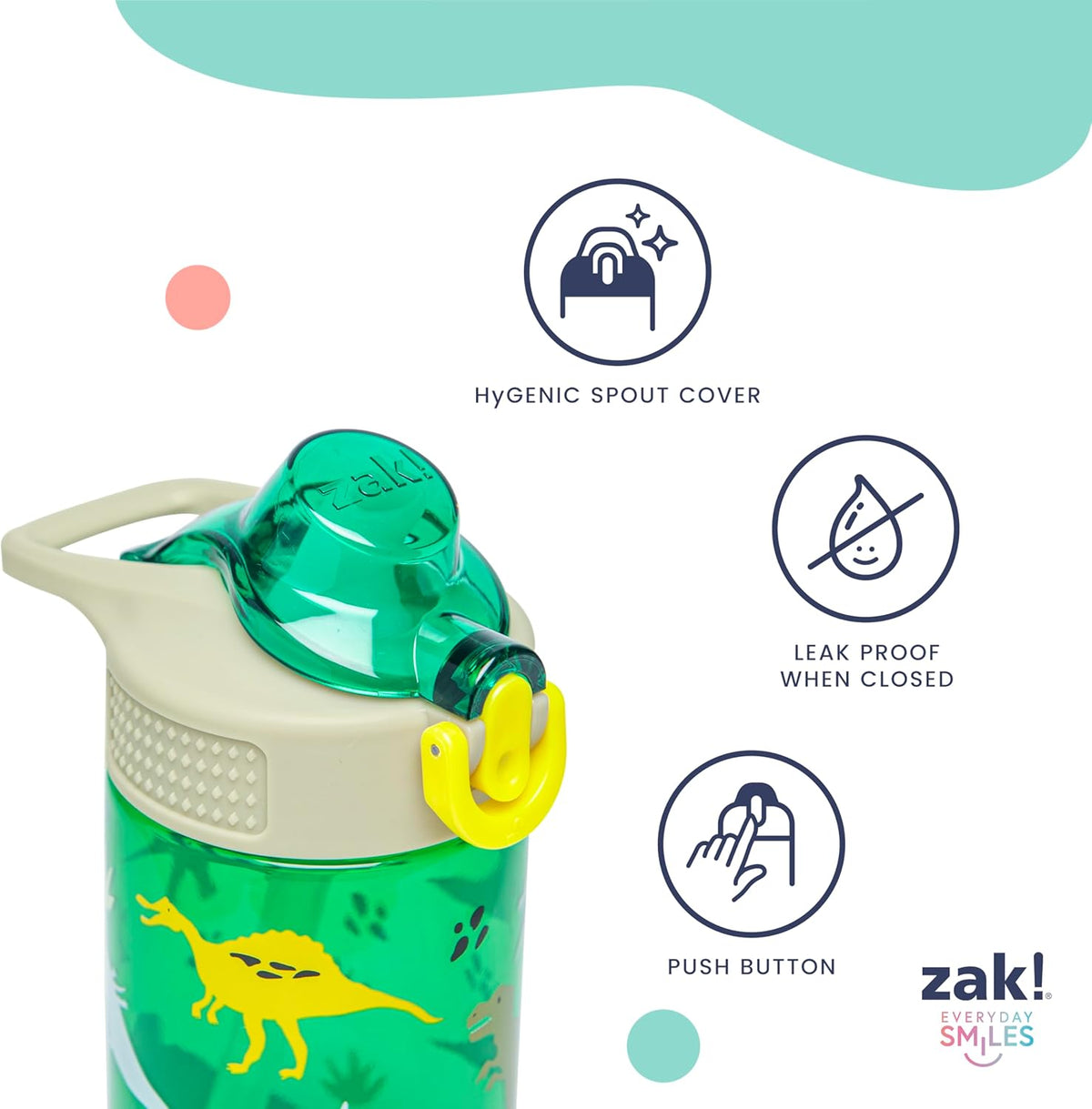Zak Designs Sesame Street Kids Water Bottle - 16oz Durable Plastic with Straw & Handle | Leak-Proof, 2-Pack (Elmo & Friends)