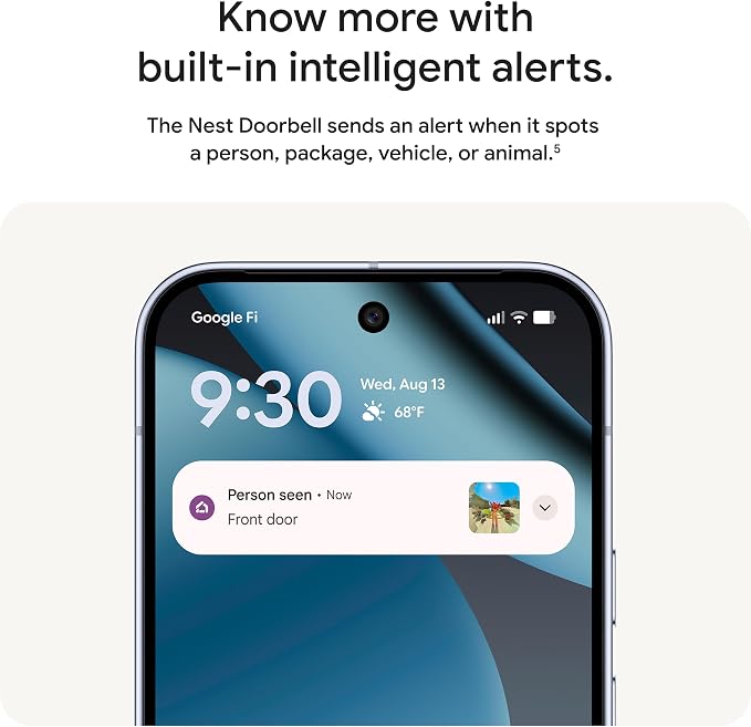 Google Nest Doorbell (Wired, 3rd Gen) - 2K Video, Live View - 2025 - Linen | Video doorbell, 2K HDR, intelligent alerts, color night vision, 2-way audio, works with Google Home & Gemini