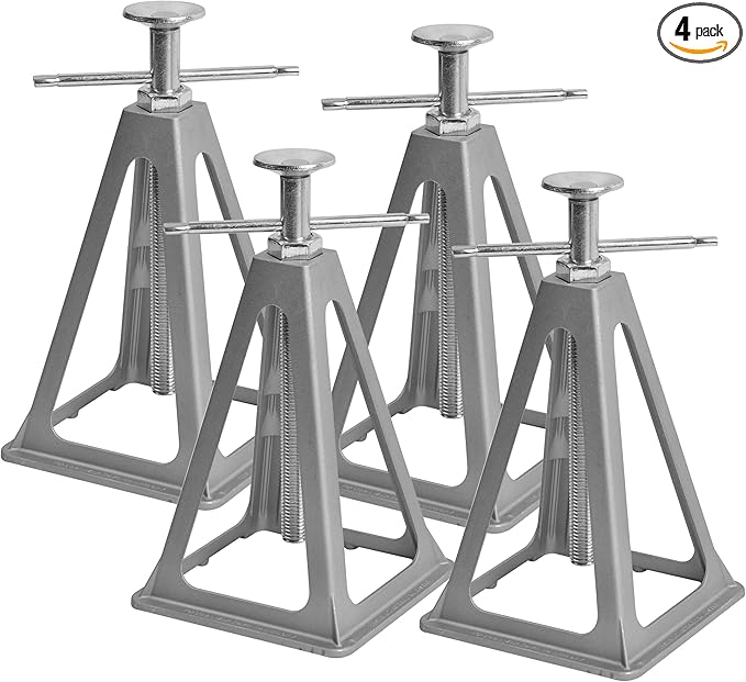 Aluminum RV Stabilizer Jacks 4 Pack with Additional Screw Nuts, Screw Jack Stands, Stabilize and Level RV Trailer Camper, Support up to 6,000 lbs