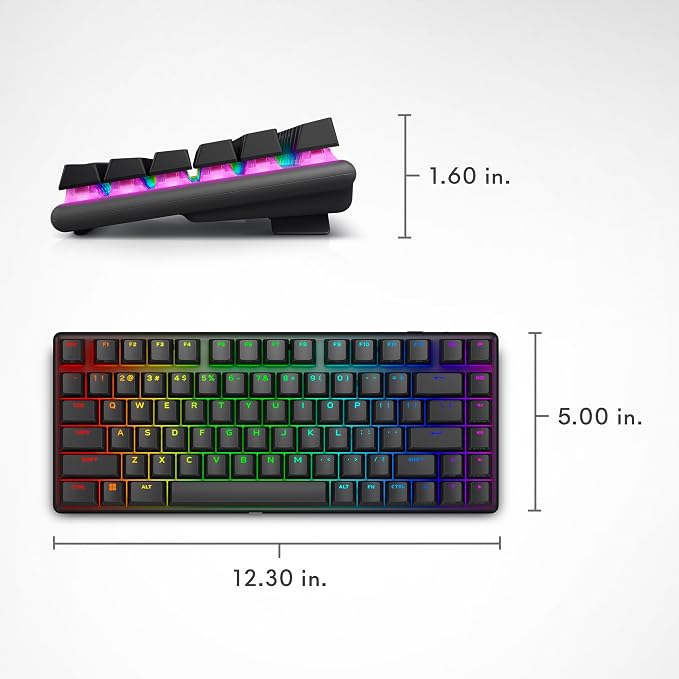 Alienware Pro Wireless Gaming Keyboard, Linear Mechanical, RGB | 2.4GHz, Bluetooth 5.1, USB Wired, N-Key Rollover, Adjustable Height, PBT Double-Shot Keycaps, Dark Side of the Moon