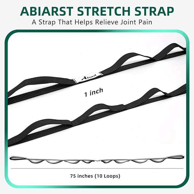 Stretching Strap Yoga Straps for Physical Therapy, 10 Loops Non-Elastic Stretch Band for Pilates, Flexibility, Exercise and Gymnastics