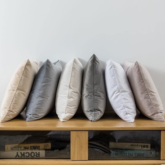 White 12x20 Throw Lumbar Pillow Covers Decorative Cushion Covers Set of 2 | Soft Velvet Pillow Cases with Invisible Zipper for Modern Couch Sofa Bed Living Room Bedroom Home Decor