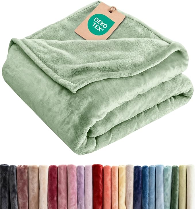 Ultra Soft Fleece Twin XL Blanket - College Dorm Room Essentials - Celadon | Flannel Fleece, Thick, Warm & Breathable, All Season Cozy, Anti-Static, Microplush, Lightweight for Couch, Bed & Dorm Bedding