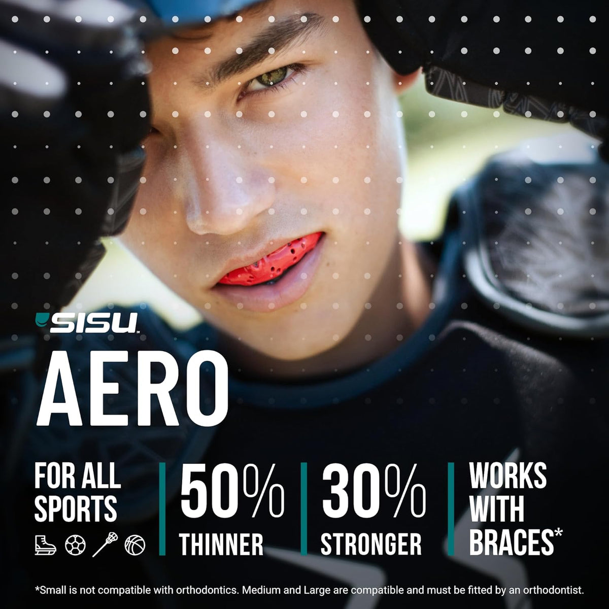 SISU Aero Medium Mouthguard - Athletic Orange | 30% Stronger Protection for Team Sports, Remoldable Up to 20 Times, Ultra Slim, Works for Braces
